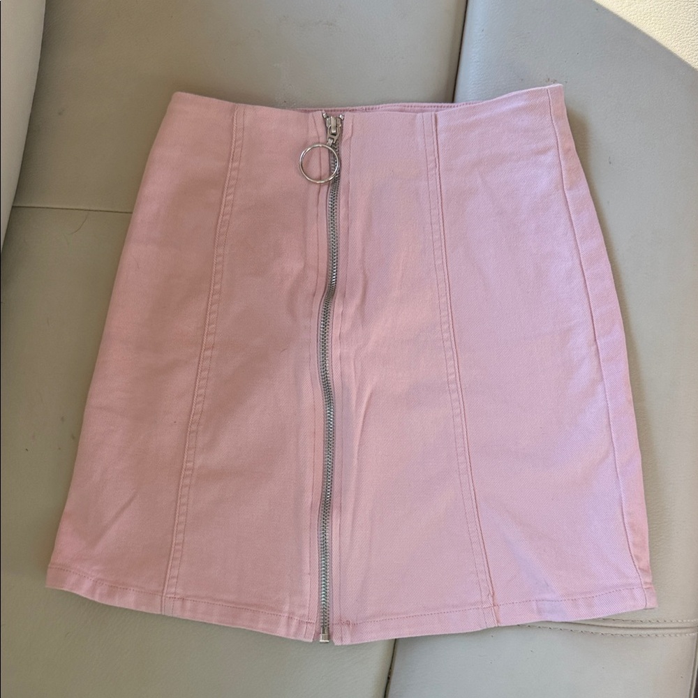 Alya Light Pink Mini Skirt with Zipper